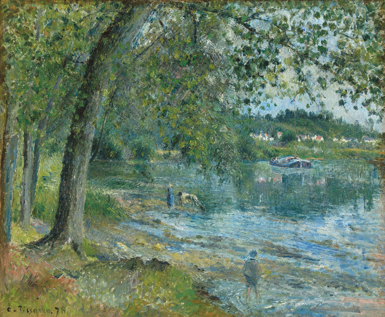 Oises bredder ved Auvers-sur-Oise; Banks of the Oise ved Auvers-sur-Oise, 1878 af Camille Jacob Pissarro