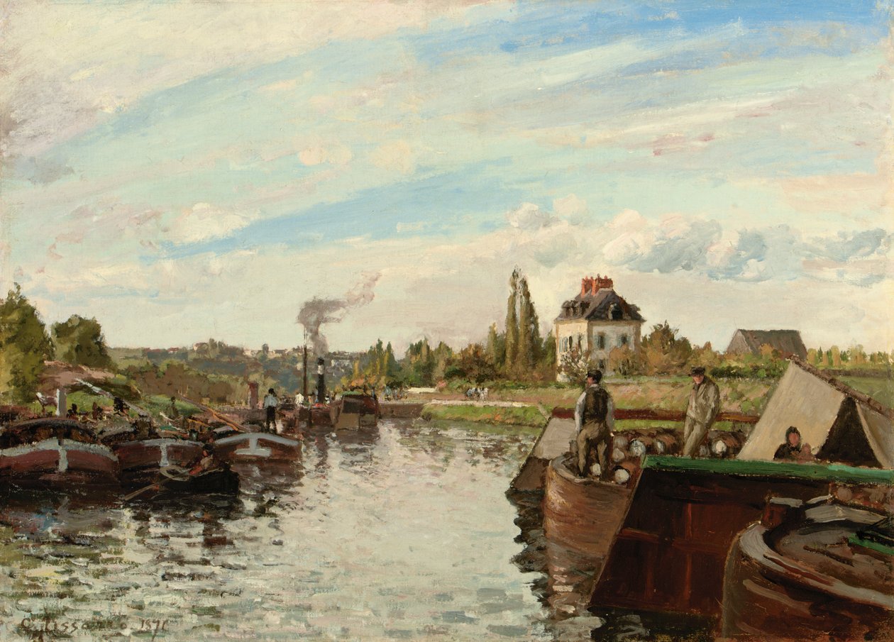 Pram på Seinen ved Bougival, 1871 af Camille Jacob Pissarro