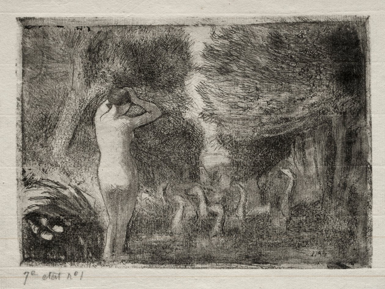 Bademand og gæs, 1895. af Camille Jacob Pissarro