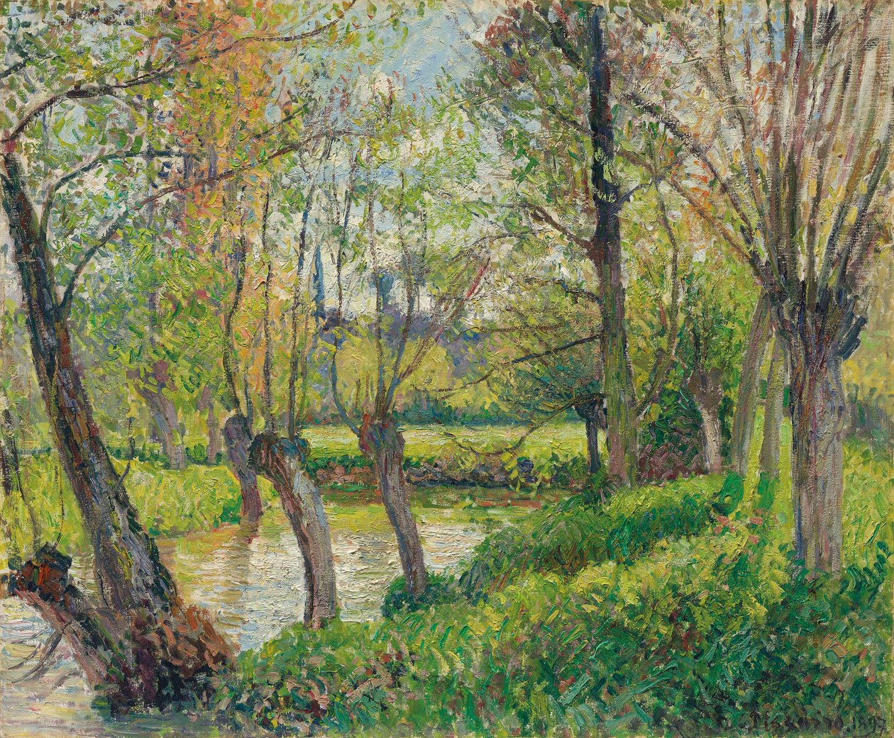 Banks of the Epte ved Éragny, solnedgang, 1897. af Camille Jacob Pissarro