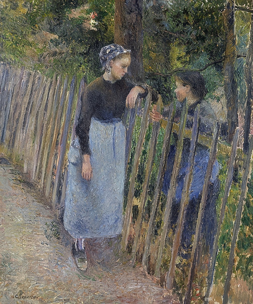 Samtalen. Omkring 1881 af Camille Jacob Pissarro