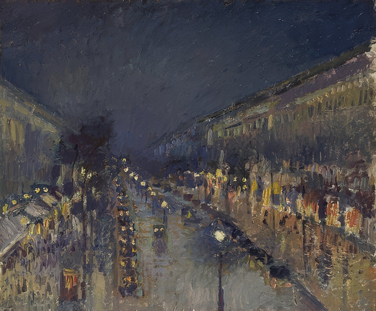 Boulevarden Montmartre om natten. 1897 af Camille Jacob Pissarro