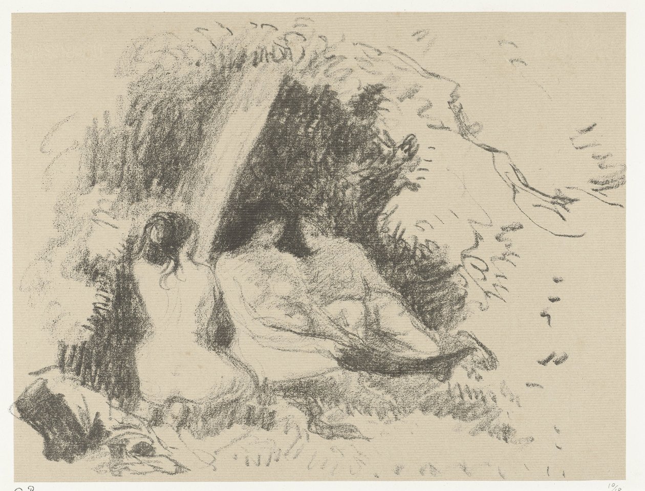 Tre nøgne kvinder Femmes nues af Camille Jacob Pissarro