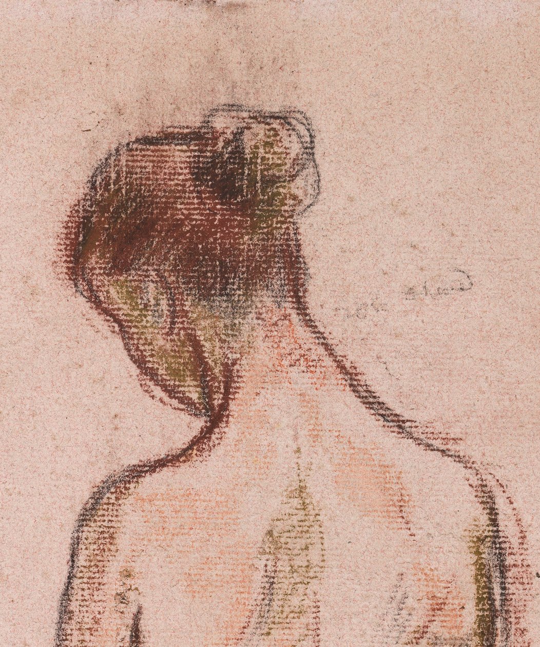 Stående nøgen i fuld længde af en kvinde bagfra af Camille Jacob Pissarro