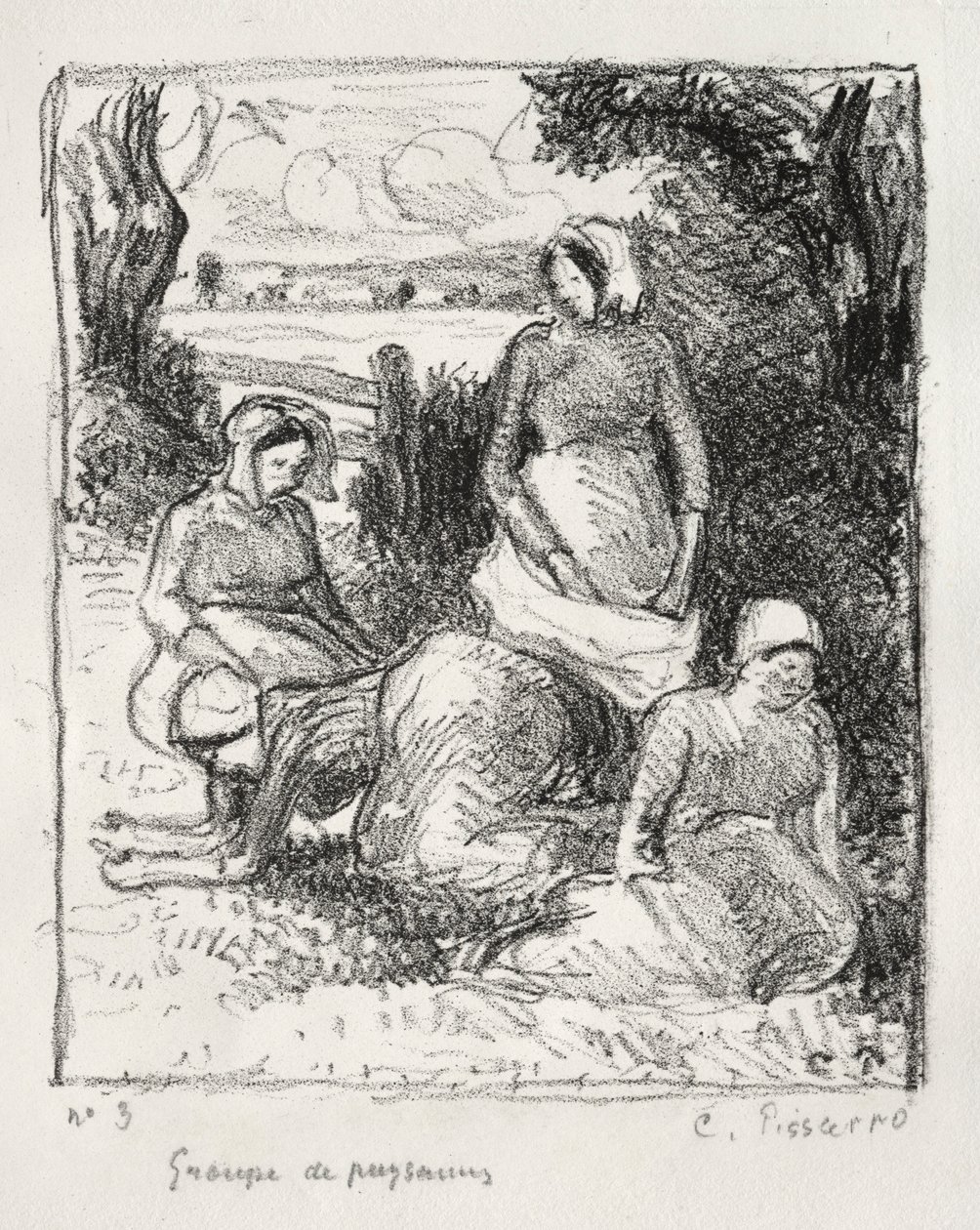 Gruppe af bønder, ca. 1896. af Camille Jacob Pissarro