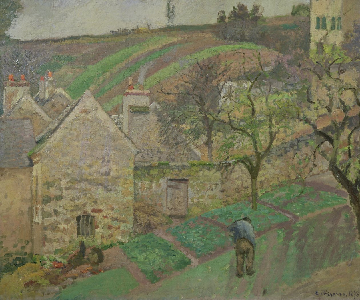 Hillside of the Hermitage, Pontoise, 1873 af Camille Jacob Pissarro