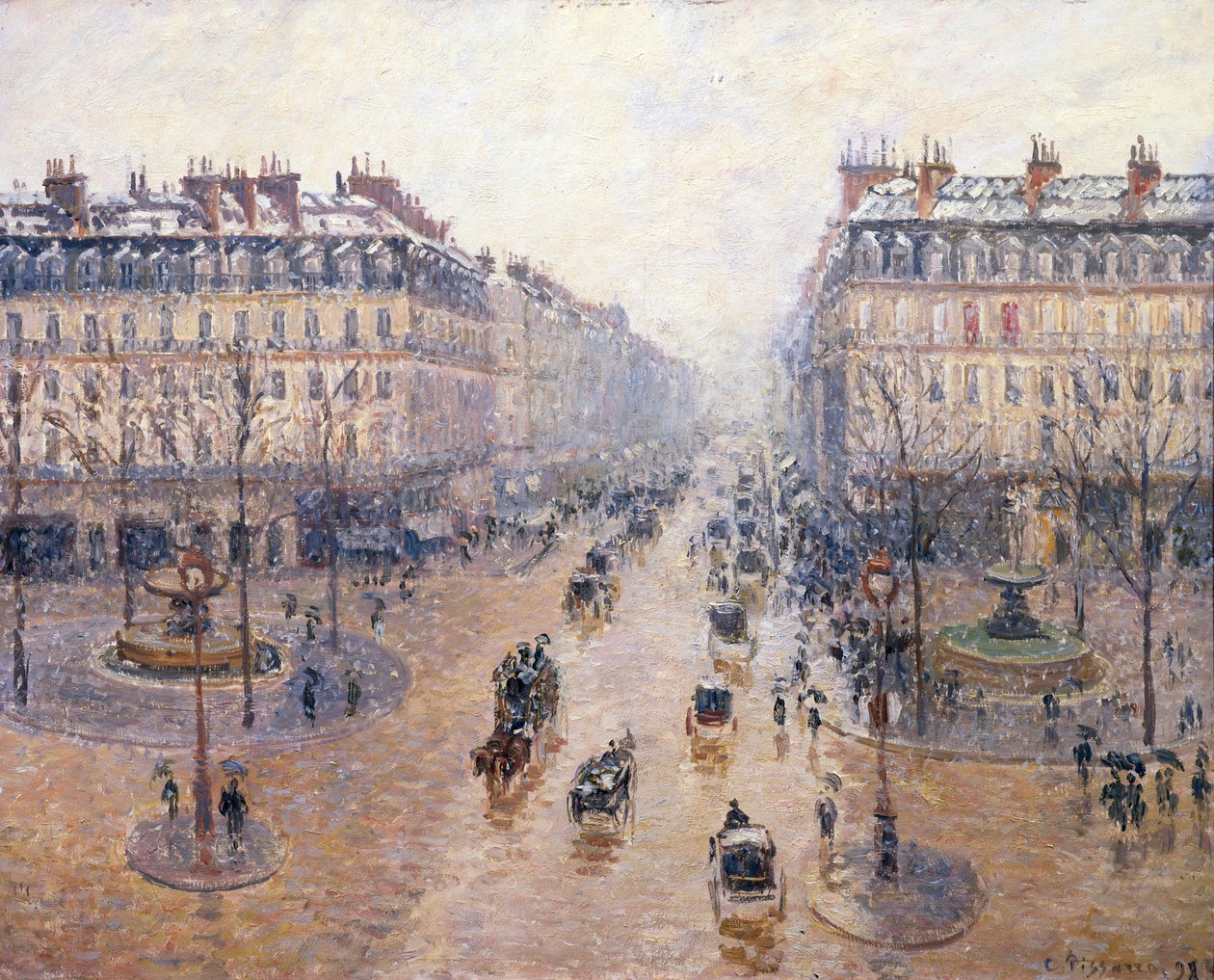 Opera Avenue. Sne. Morgen, 1898 af Camille Jacob Pissarro