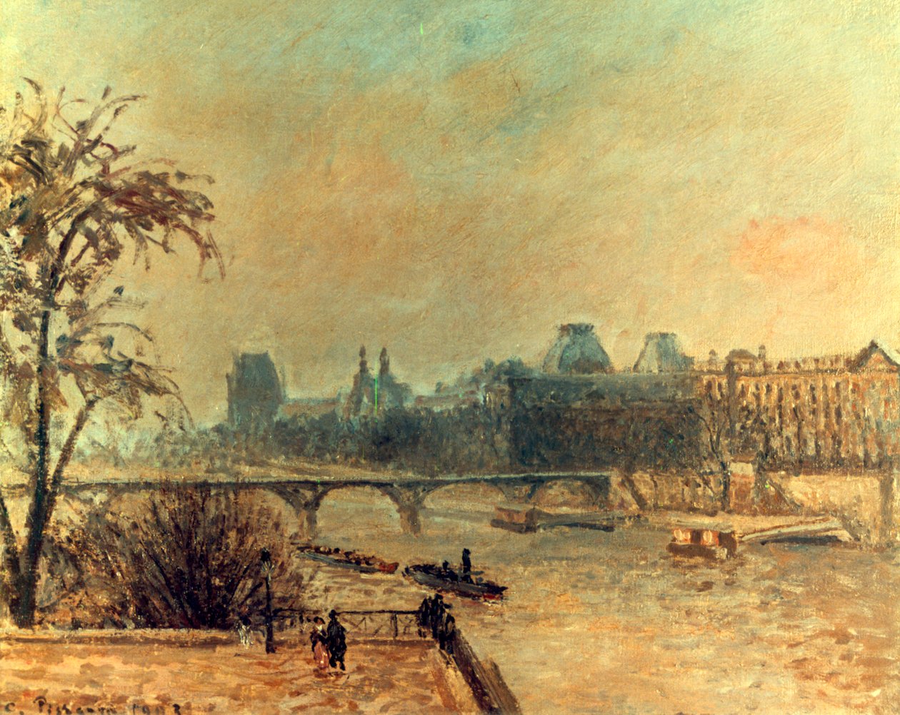 Seinen og Louvre, Paris, 1903 af Camille Jacob Pissarro