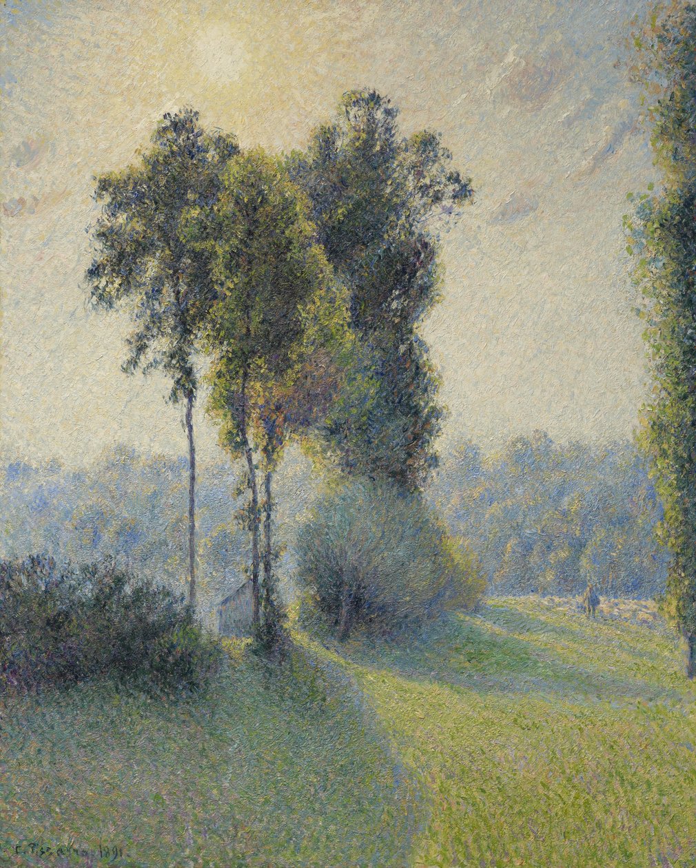 Landskab ved Saint-Charles, nær Gisors, solnedgang, 1891 af Camille Jacob Pissarro