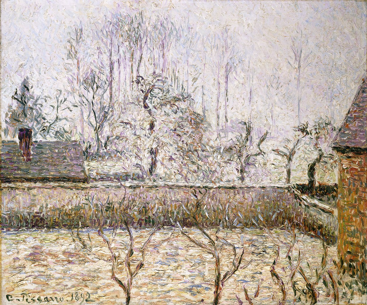 Landskab med Frost og Dis, Eragny; Paysage, Givre et Brume, Eragny, af Camille Jacob Pissarro