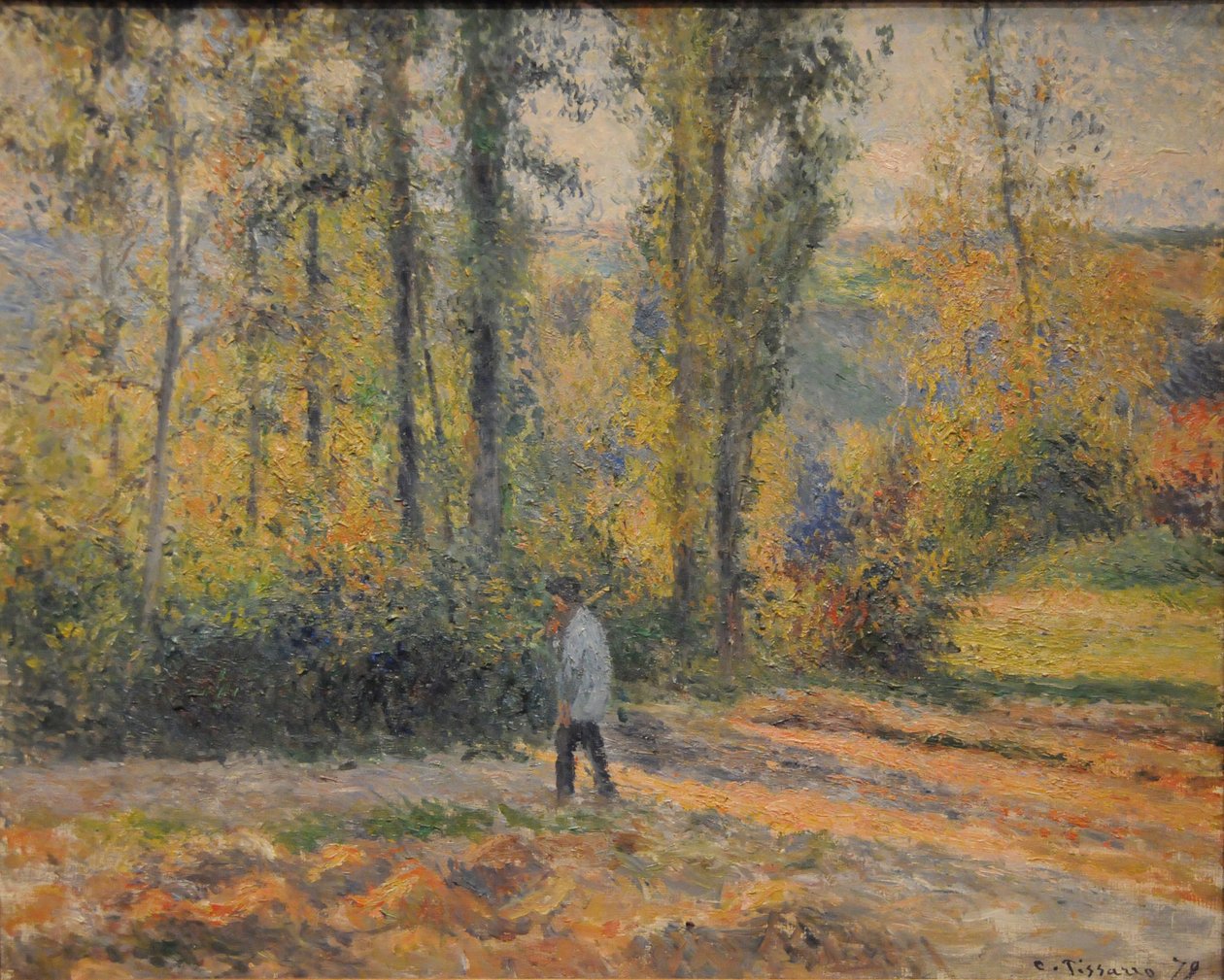 Landskab med en jæger, Pontoise Landskab ved Pontoise med en jæger, 1879 af Camille Jacob Pissarro