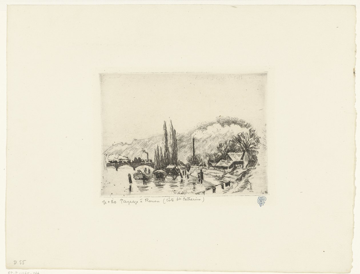 Landskab nær Rouen Paysage à Rouen (Côte ste Catherine) (titel på objektet) af Camille Jacob Pissarro