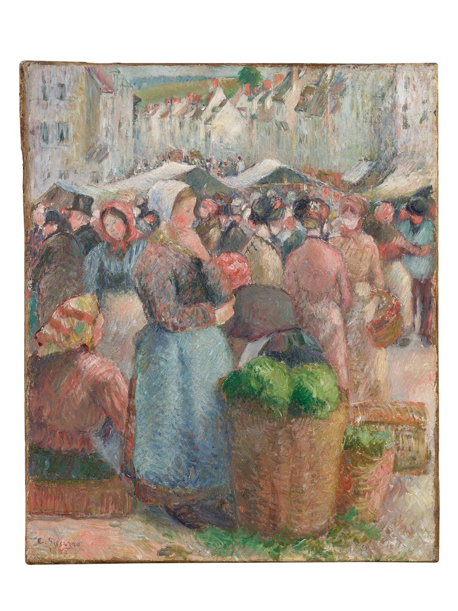 Gisors-markedet, Grande-Rue, 1885 af Camille Jacob Pissarro