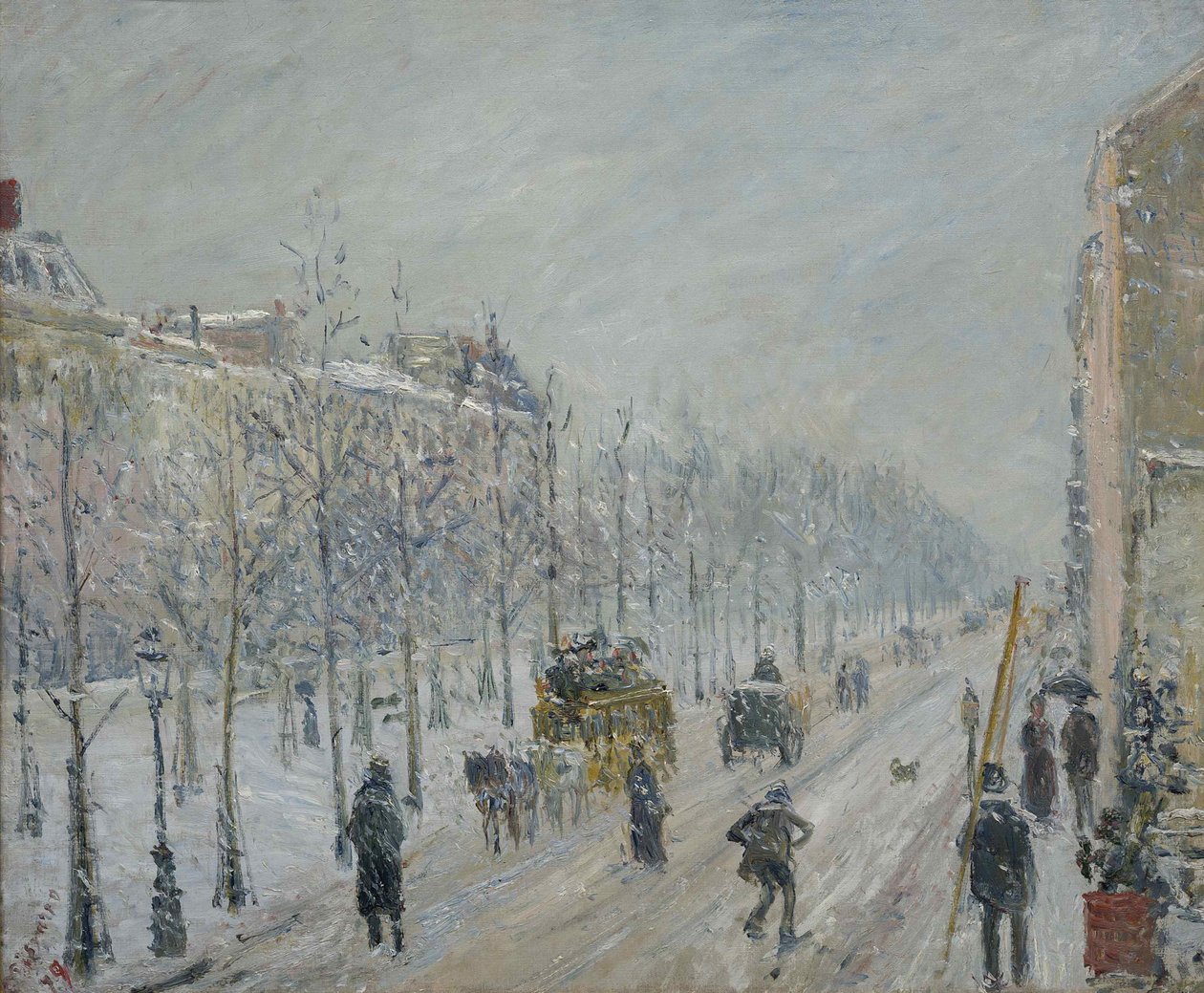Boulevarderne, eksteriør, sneeffekt, 1879. af Camille Jacob Pissarro