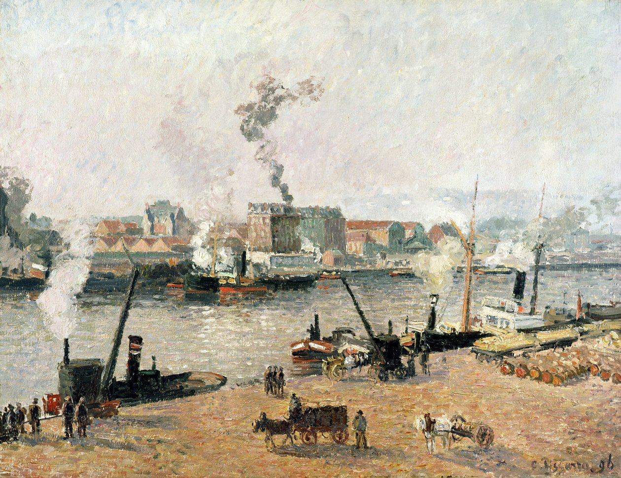 Misty Morning, Rouen, 1896 af Camille Jacob Pissarro