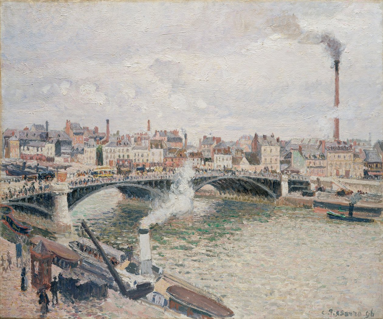 Morgen, en overskyet dag, Rouen, 1896 af Camille Jacob Pissarro