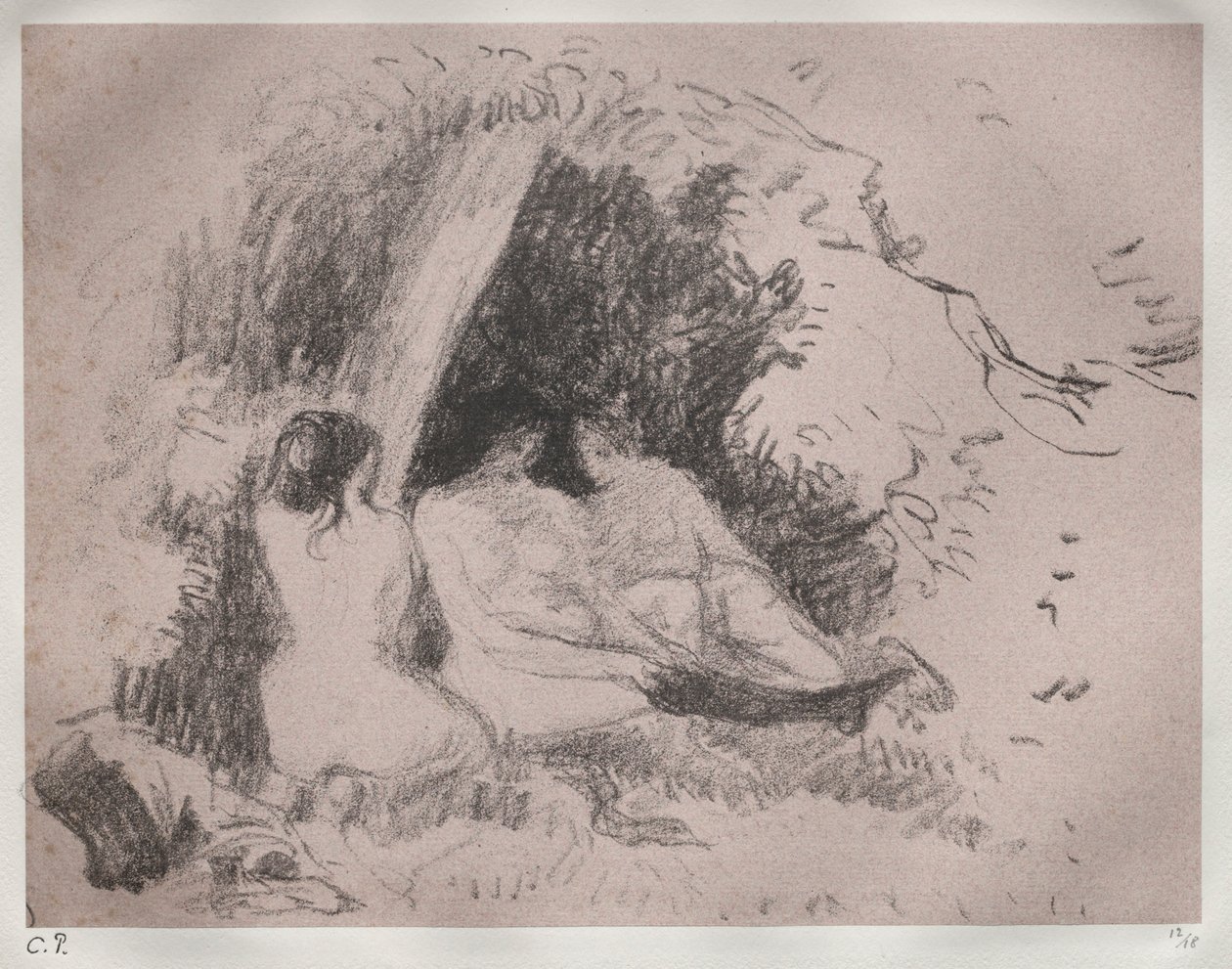 Nøgne kvinder, ca. 1896. af Camille Jacob Pissarro