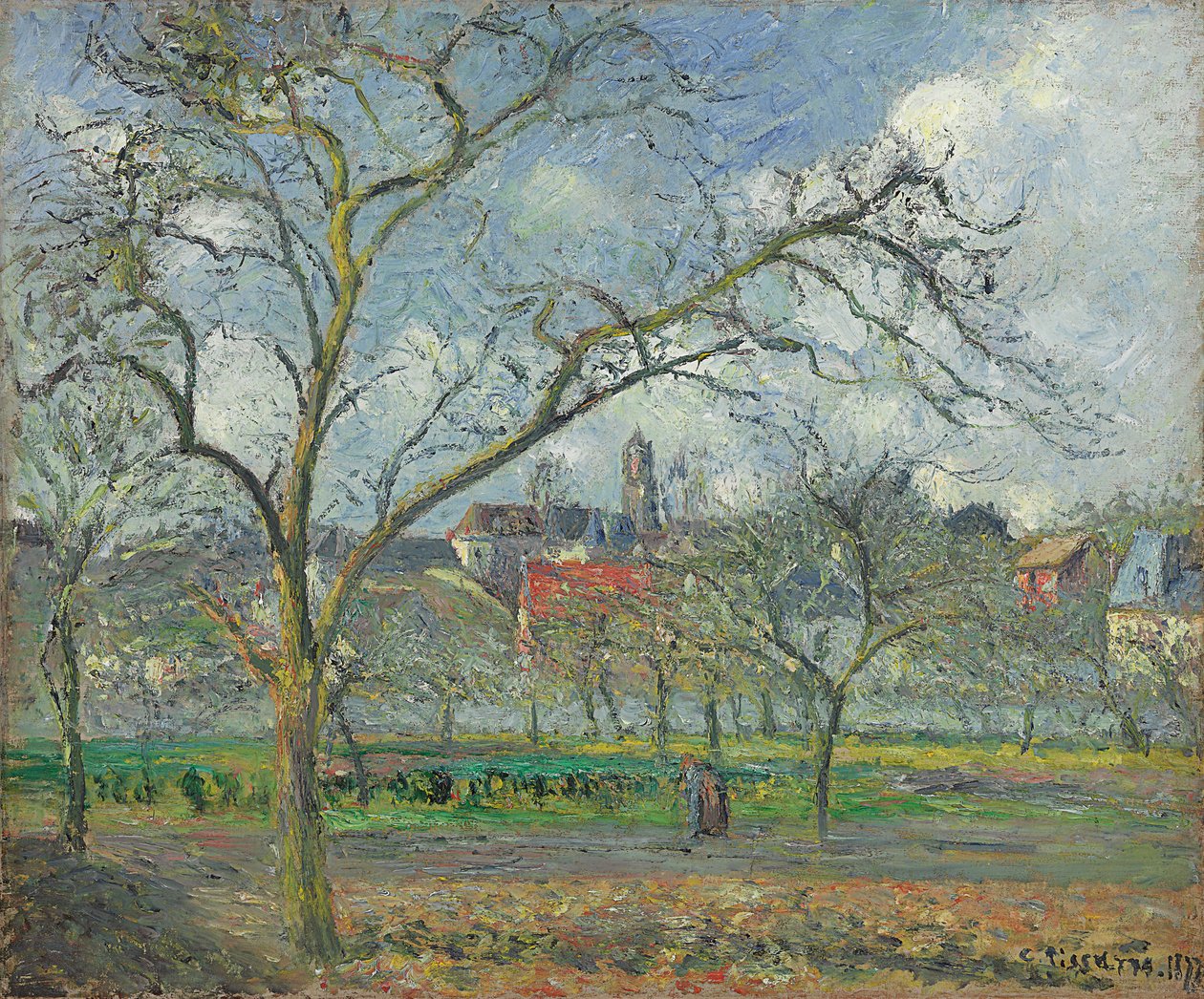 Frugthave ved Saint-Ouen-l"Aumone om vinteren; Frugthave ved Saint-Ouen-l"Aumone om vinteren, 1877 af Camille Jacob Pissarro