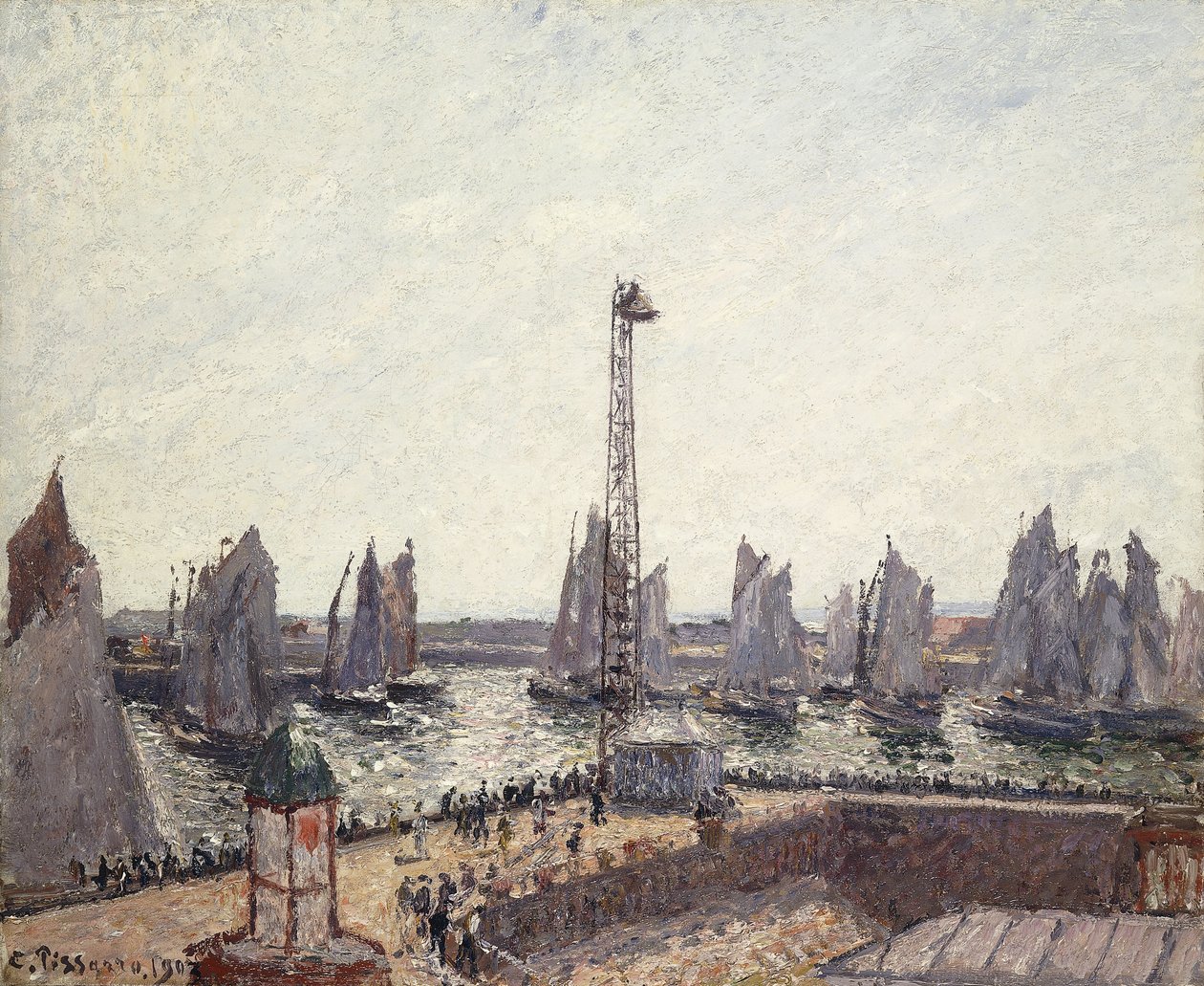 Ydre havn og kraner, Le Havre; Ydre havn og Anse des Pilotes, Le Havre, 1903 af Camille Jacob Pissarro