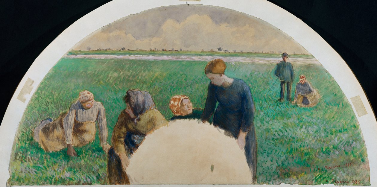 Bønder samler græs, 1885 af Camille Jacob Pissarro