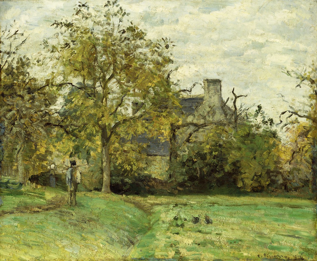 Piettes hus i Montfoucault; La Maison de Piette a Montfoucault, 1874 af Camille Jacob Pissarro