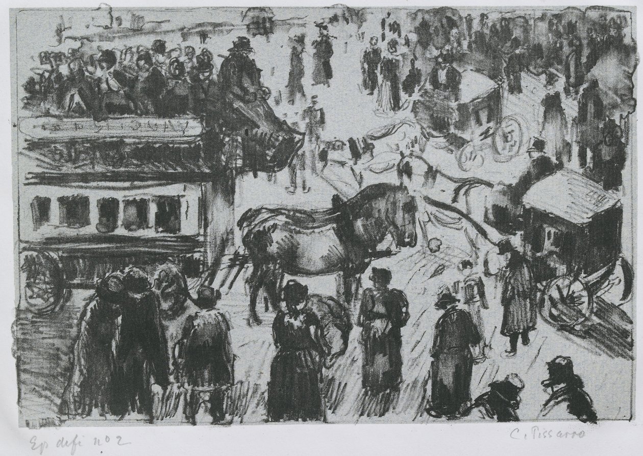 Place du Havre, i Paris, ca. 1897 (litografi på zink) af Camille Jacob Pissarro