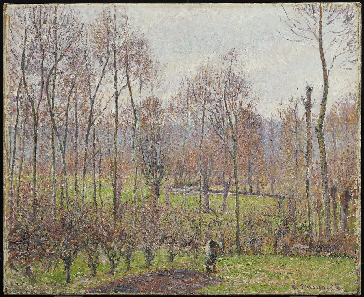 Popler, gråt vejr, Eragny, 1895 af Camille Jacob Pissarro