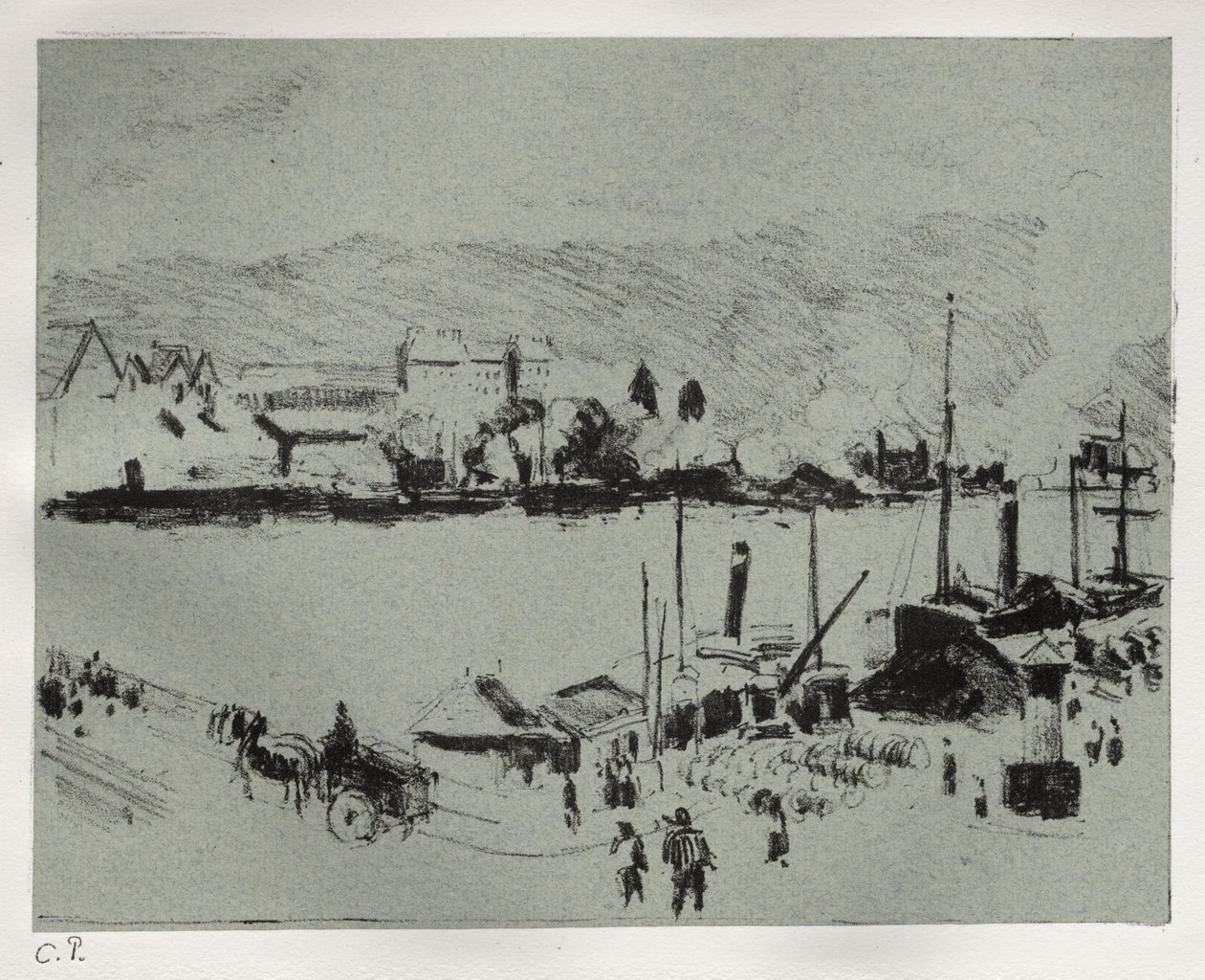 Quai Boieldieu i Rouen, ca. 1896. af Camille Jacob Pissarro