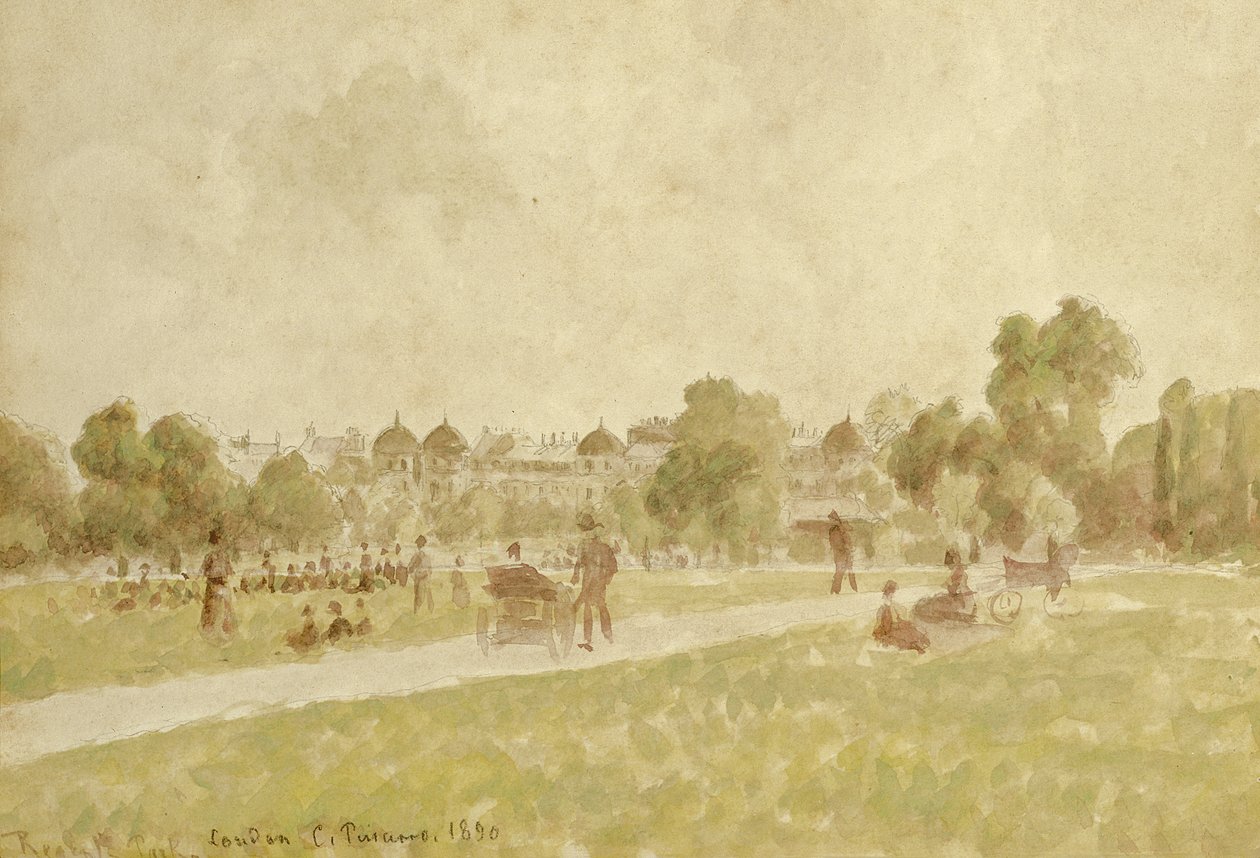 Regents Park, London, 1890 (wc & blyant på papir) af Camille Jacob Pissarro