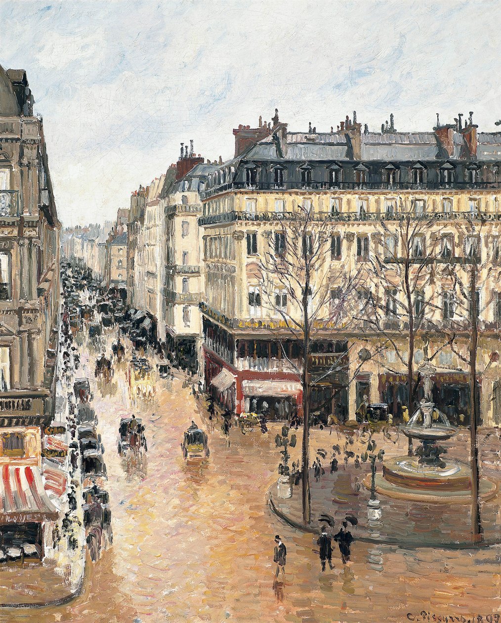 Rue Saint-Honoré om eftermiddagen. Virkning af regn, 1897 af Camille Jacob Pissarro
