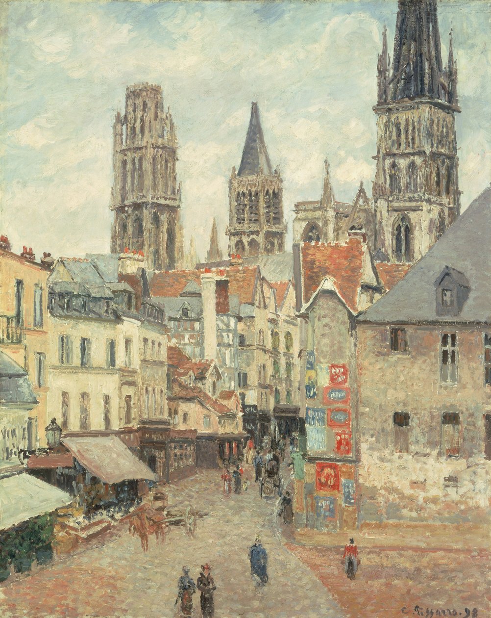 Rue de l "epicerie i Rouen, på en grå morgen, 1898 af Camille Jacob Pissarro