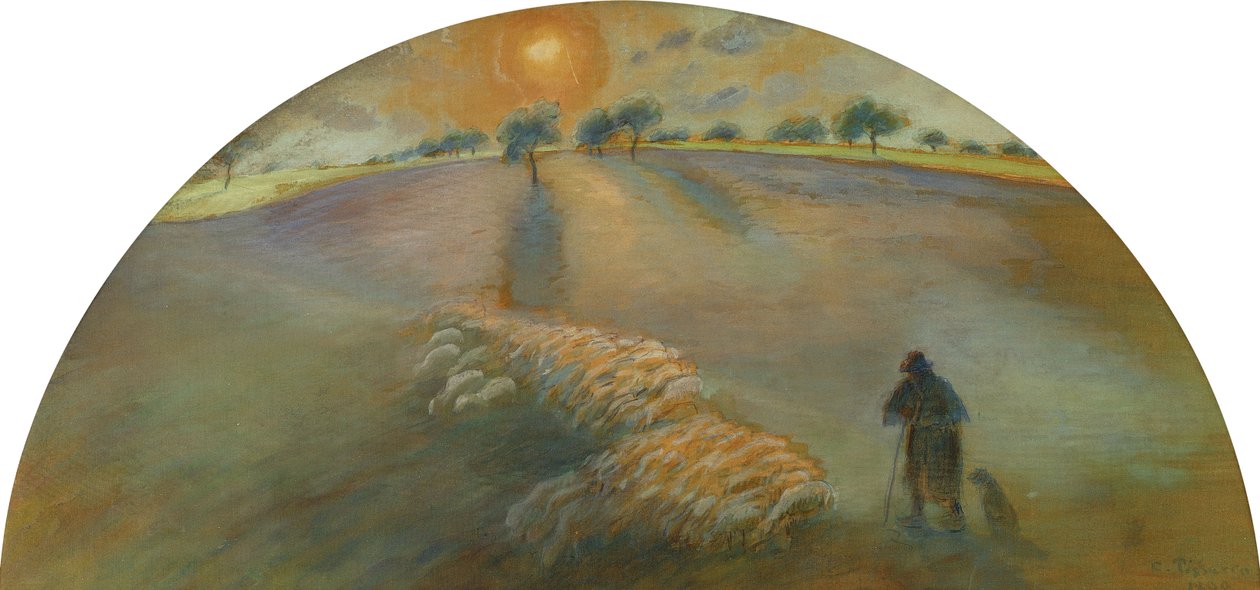 Hyrde og får; Berger et Moutons, 1890 af Camille Jacob Pissarro