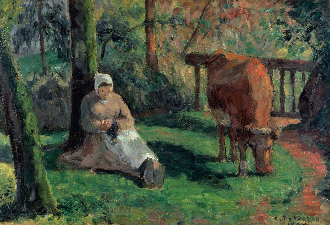 Hyrdinde, Montfoucault, 1875 af Camille Jacob Pissarro