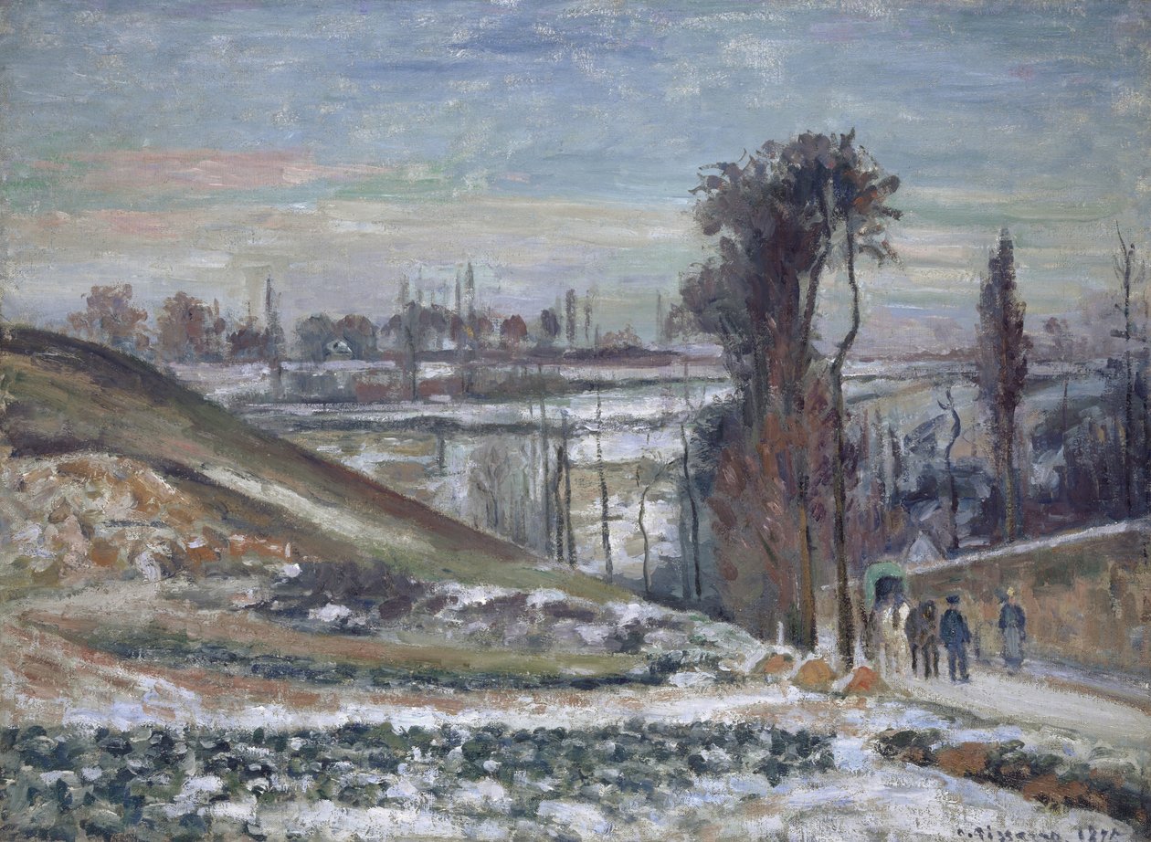 Snelandskab nær l"Hermitage, 1875 af Camille Jacob Pissarro