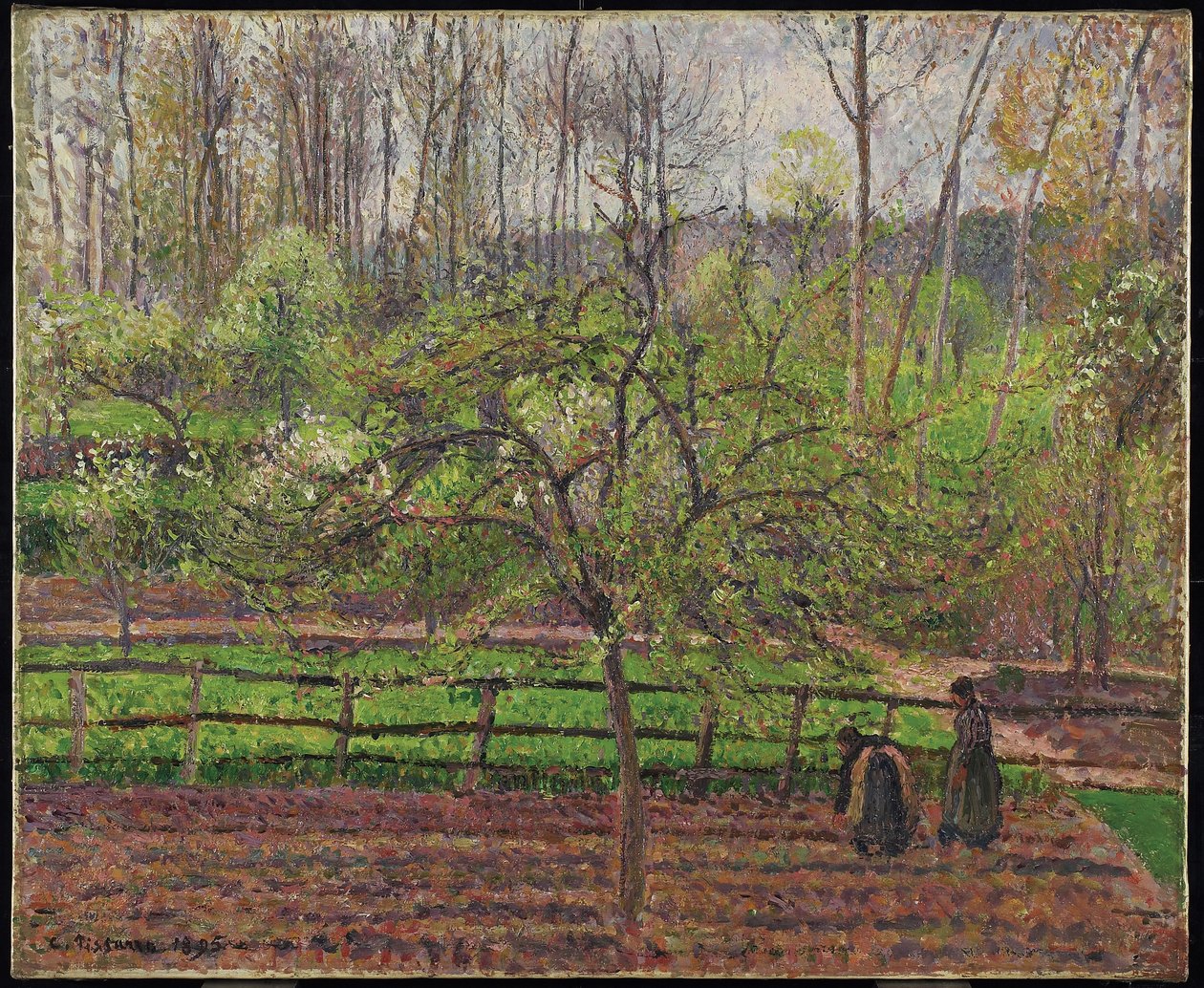 Forår, gråt vejr, Eragny, 1895 af Camille Jacob Pissarro