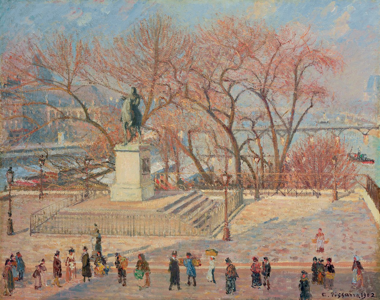 Statue af Henrik IV, Morgen, Sol; Statue af Henri IV, matin, soleil, 1902 af Camille Jacob Pissarro