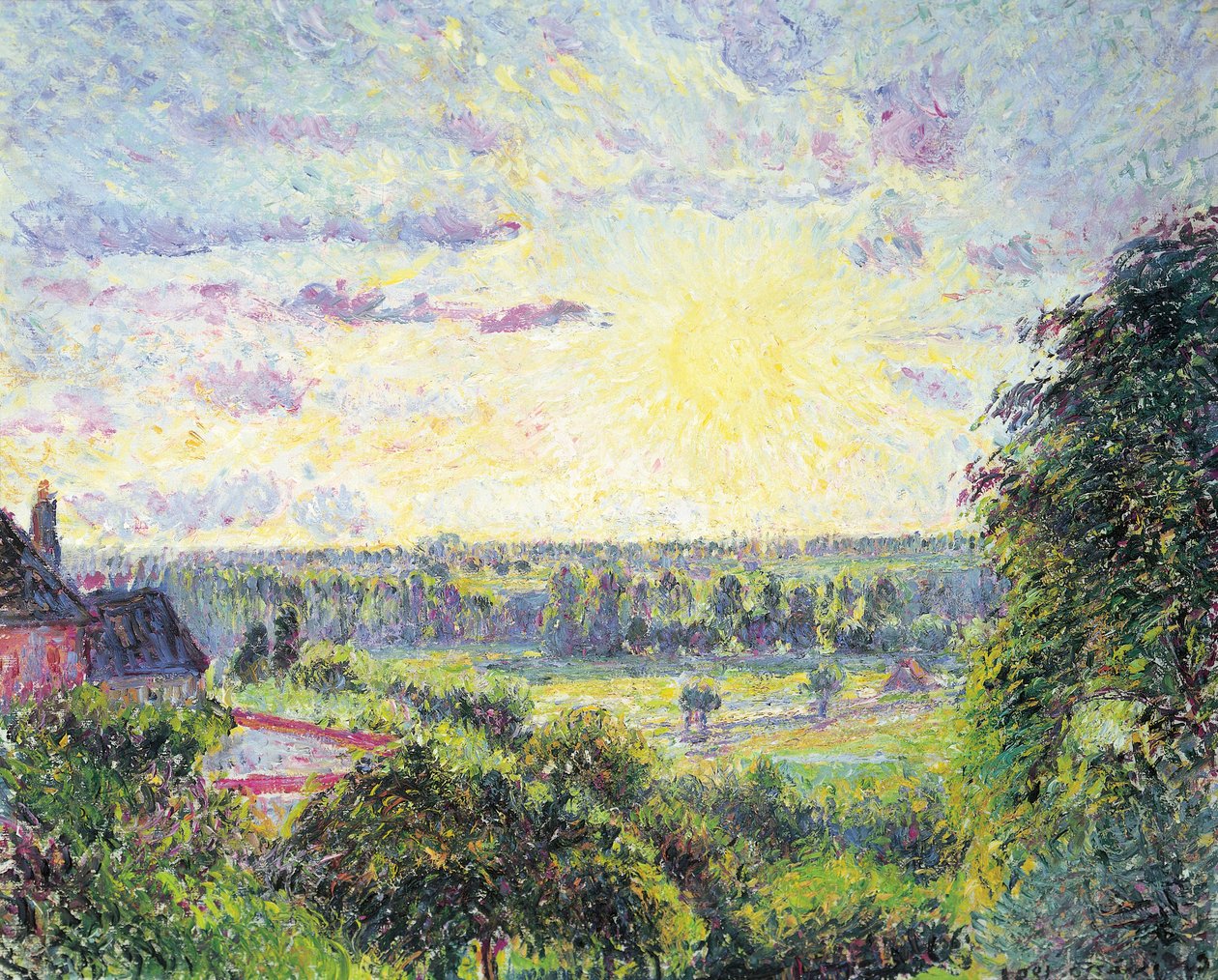 Solnedgang ved Eragny, 1891 af Camille Jacob Pissarro