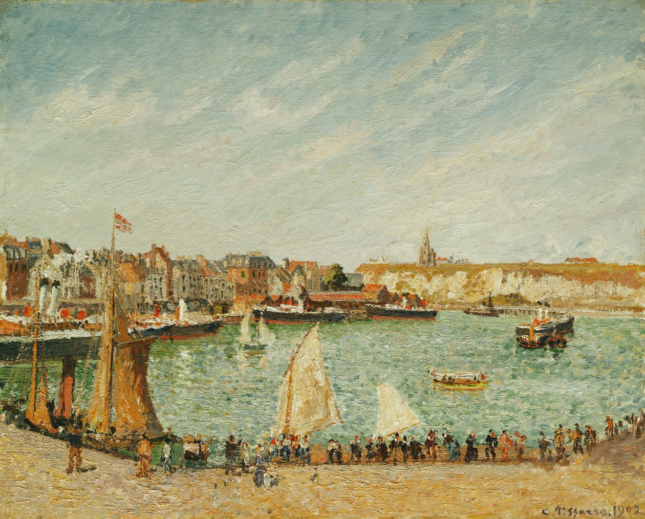 Eftermiddagssolen, Dieppes ydre havn; Eftermiddagen, søn, Dieppes ydre havn, 1902 af Camille Jacob Pissarro