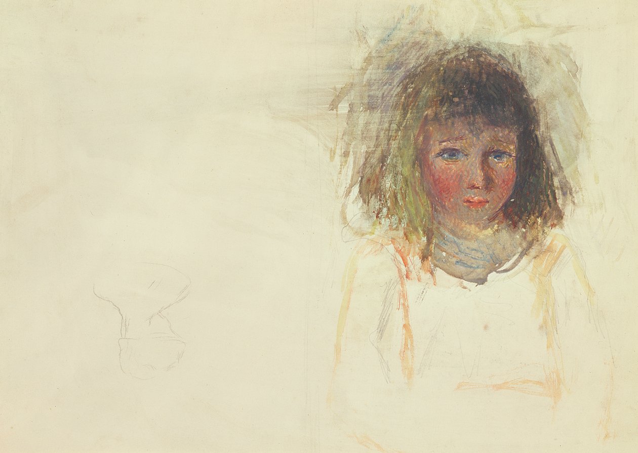 Kunstnerens søn Georges, ca.1880 (wc og grafit på kraftigt papir) af Camille Jacob Pissarro
