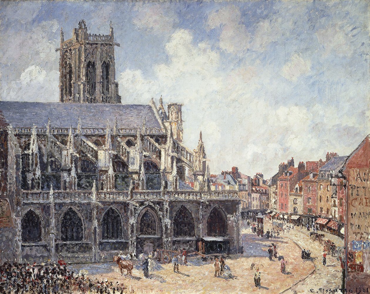Sankt Jacques kirke i Dieppe i morgensolen; L"eglise Saint-Jacques a Dieppe Matin, Soleil, 1901 af Camille Jacob Pissarro