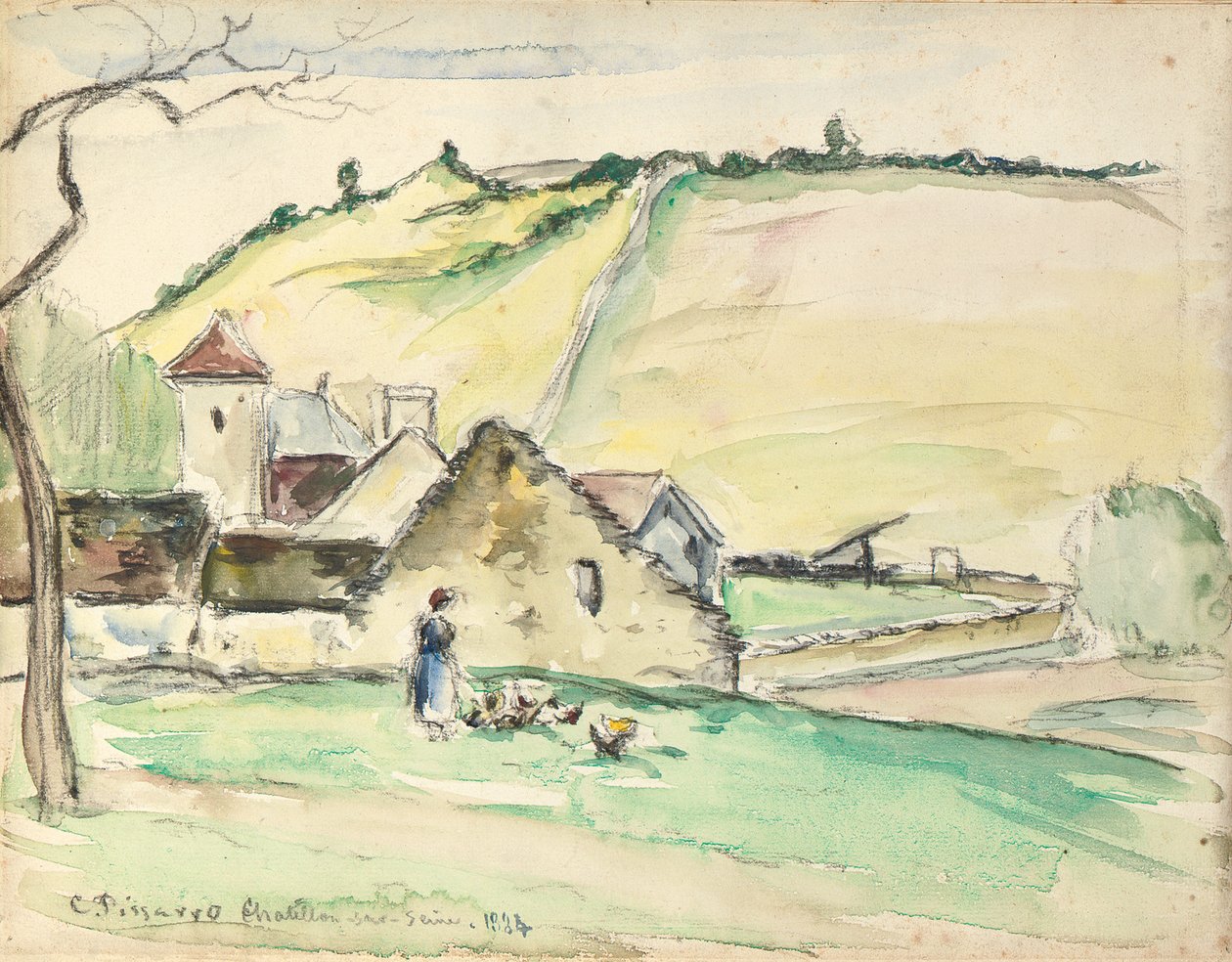 Gården i Chatillon-Sur-Seine, 1882 af Camille Jacob Pissarro