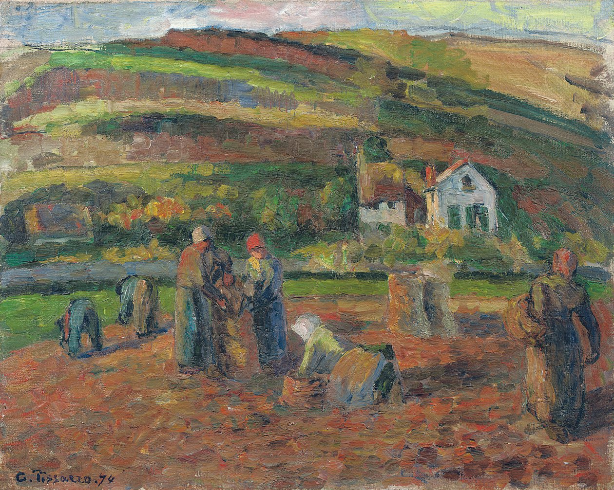 Kartoflernes høst, Pontoise, 1874 af Camille Jacob Pissarro