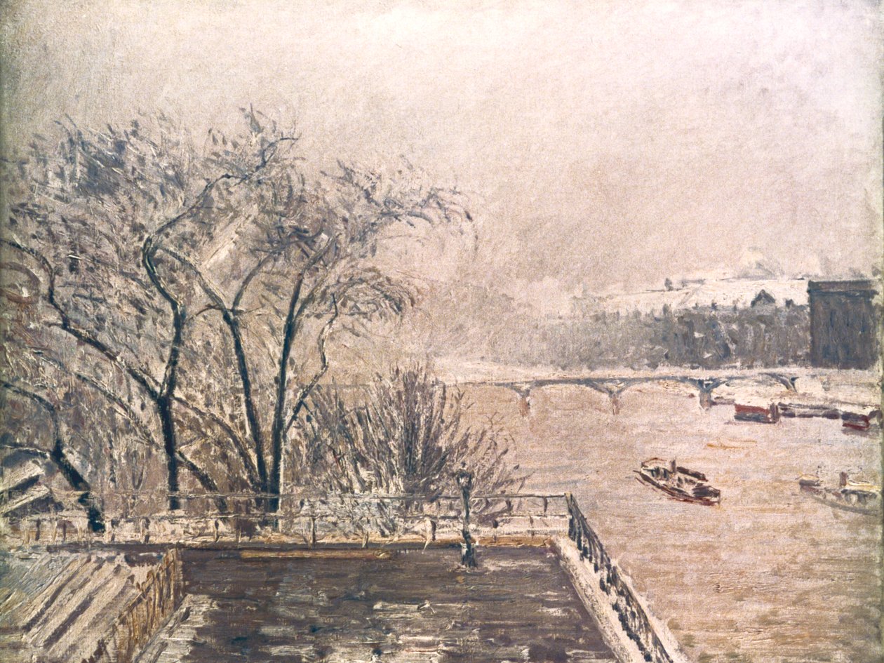 Louvre under sne, 1902 af Camille Jacob Pissarro