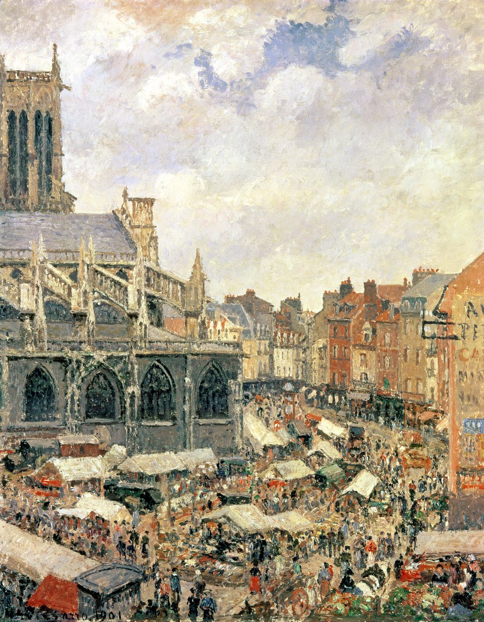 Markedet omkring Saint-Jacques-kirken, Dieppe, 1901 af Camille Jacob Pissarro