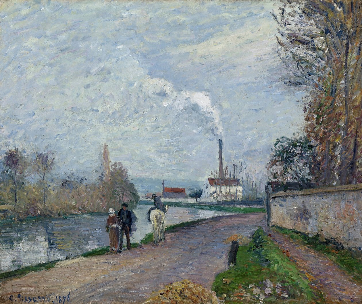 Oise nær Pontoise i gråt vejr, 1876 af Camille Jacob Pissarro