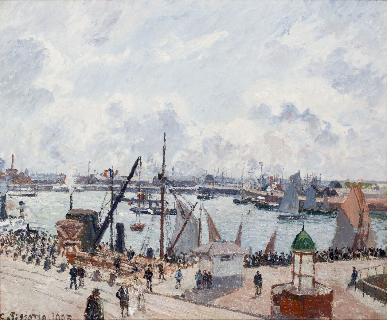 Le Havres ydre havn. Morgen. Sol af Camille Jacob Pissarro