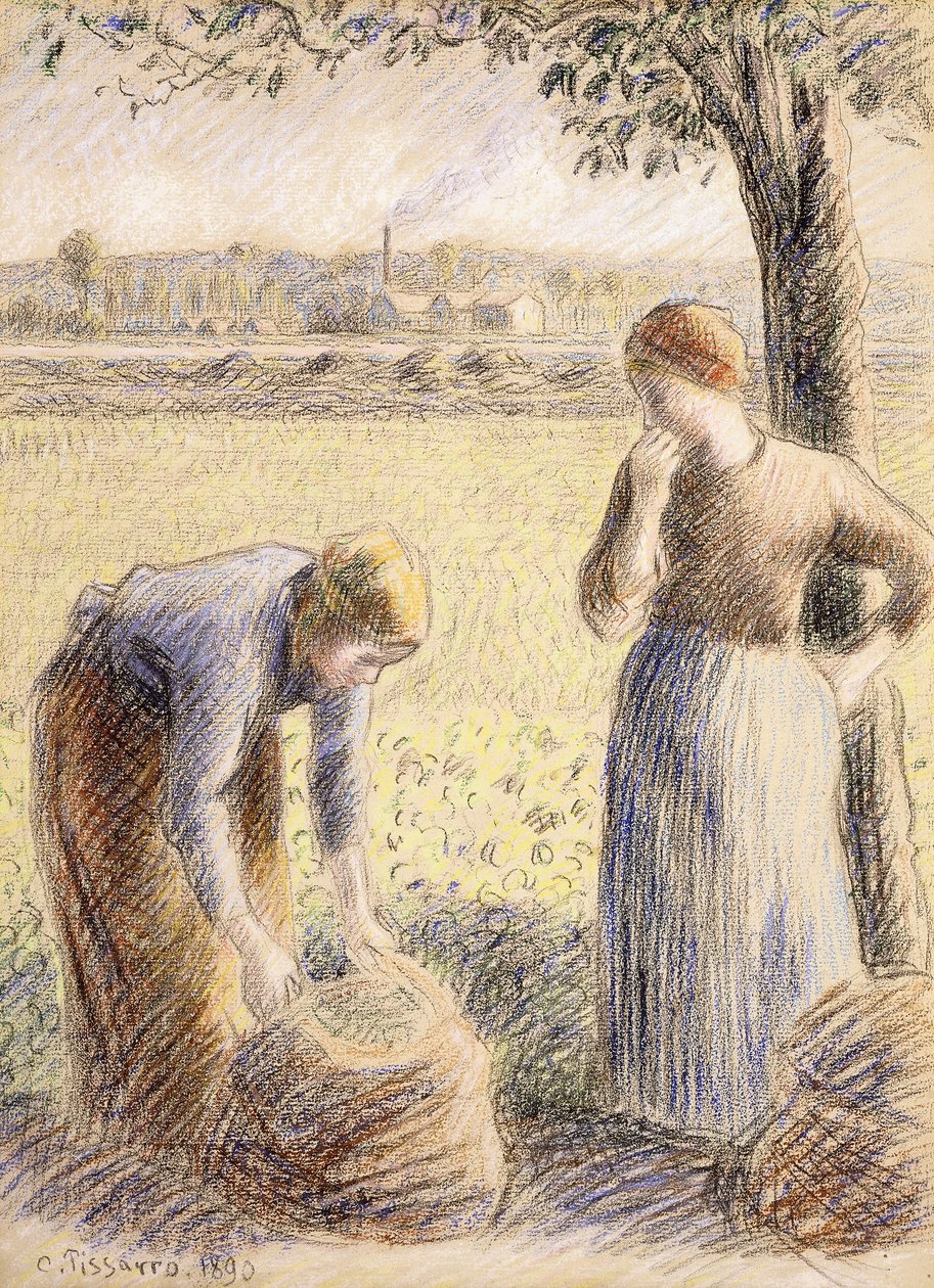 Plukkerne; Plukning, 1890 af Camille Jacob Pissarro