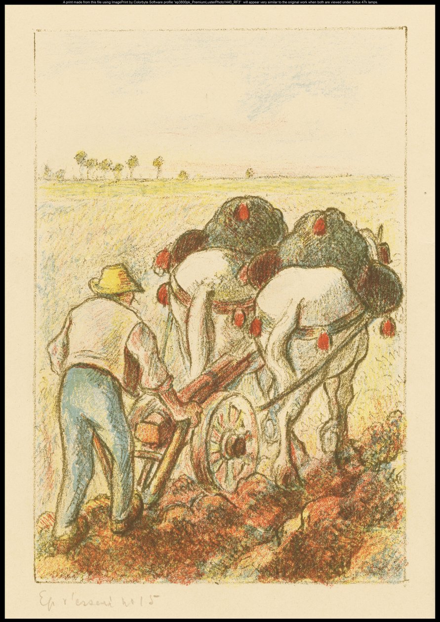 Ploven, frontispice til "Les Temps Nouveaux", 1901 af Camille Jacob Pissarro