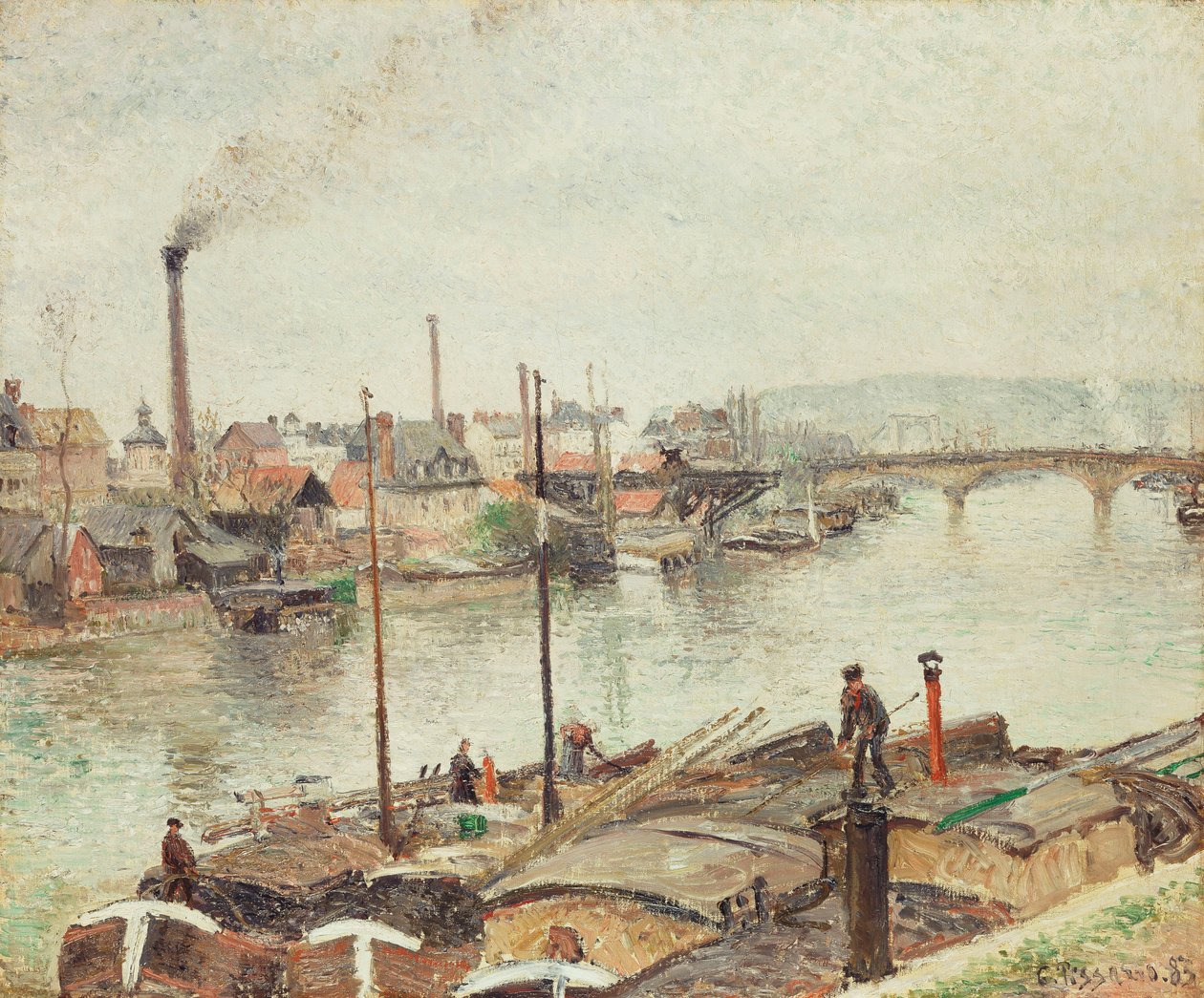 Port of Rouen, 1883 af Camille Jacob Pissarro