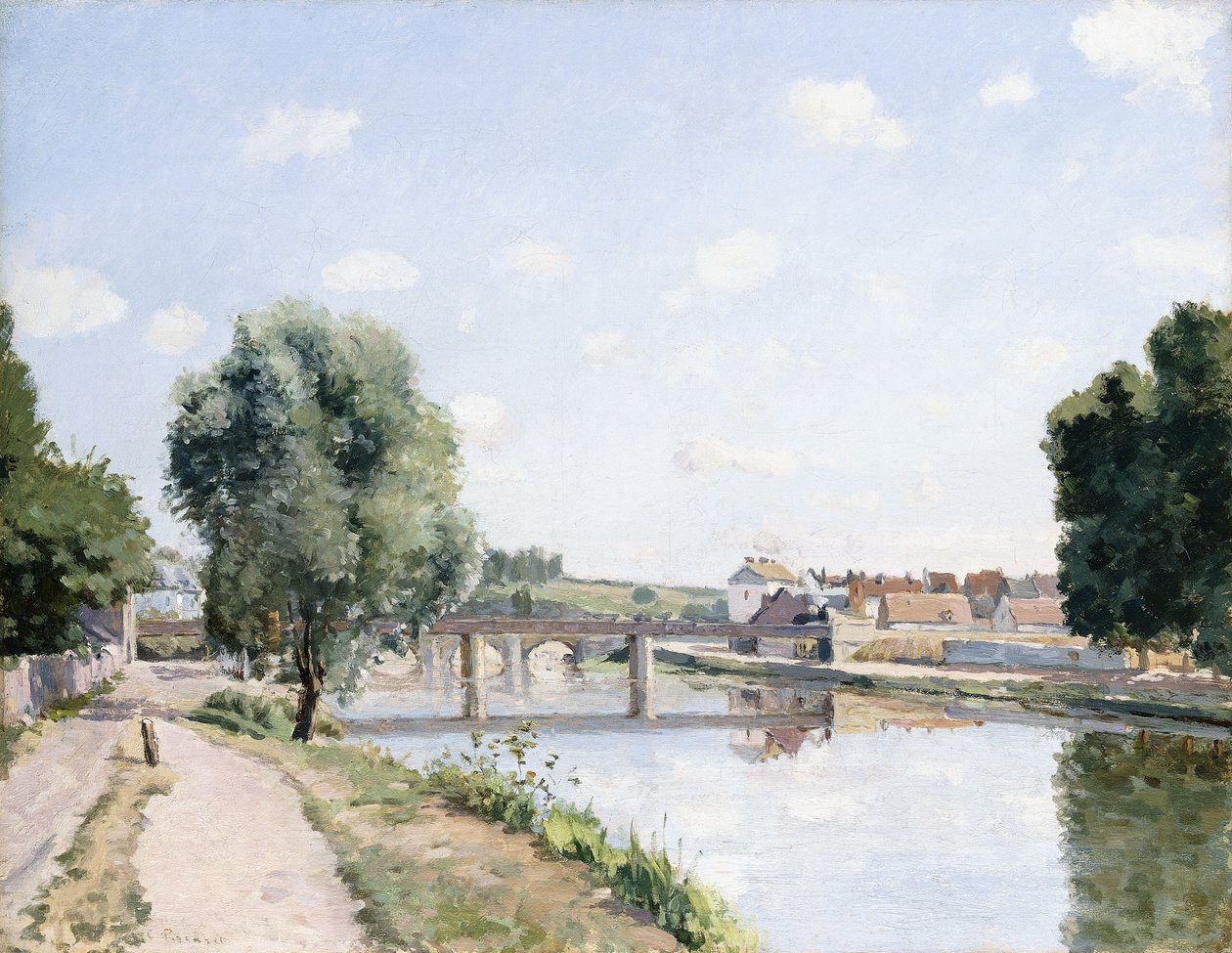 Jernbanebroen, Pontoise, ca. 1873 af Camille Jacob Pissarro